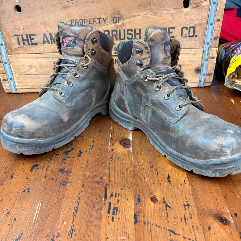 Red Wing‎ Shoes King Toe Mens 10 Work Boots Brown Leather Lace Up Steel Toe